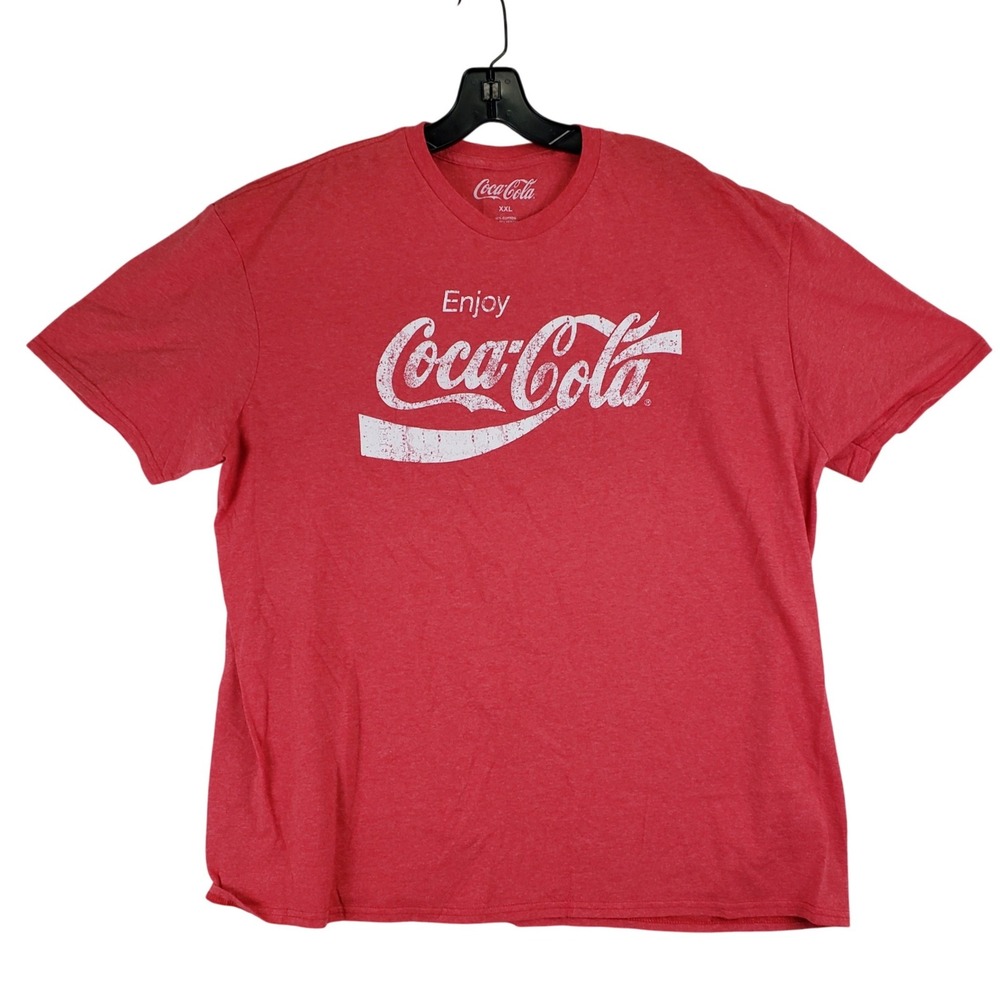 Coca-Cola Enjoy Coke T-Shirt Mens XXL Red Heather Logo Graphic Casual